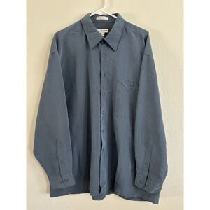 Pierre Cardin Mens Dress Shirt XL 17 17.5 Blue Long Sleeve Button Up